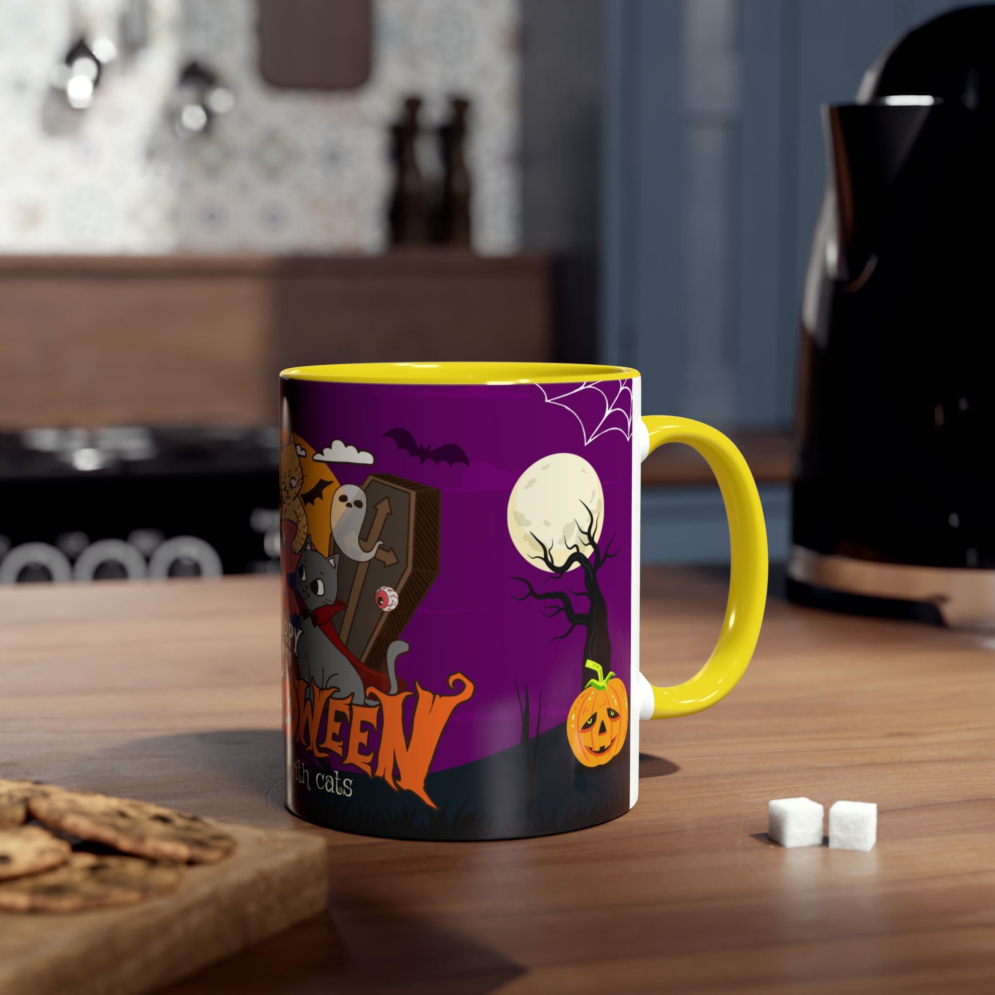 Happy Halloween is Better with Cats | Two-Tone Coffee Mugs